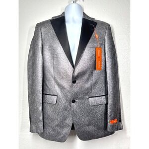 Tallia Mens Silver Metallic Slim Fit Blazer Tux Small Runway Collection Prom NWT